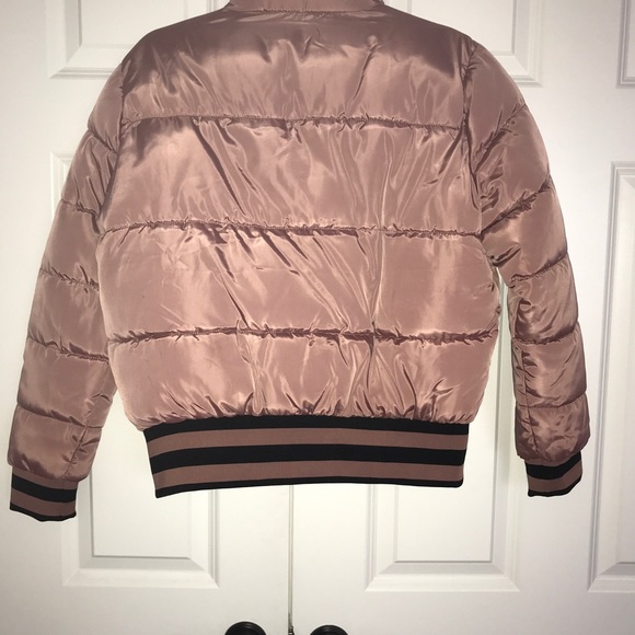 Dark Rose Bomber Jacket with black stripe detail - Picture 4 of 4